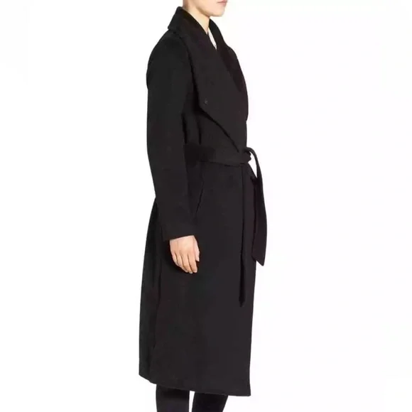 Cole Haan Women's Black Signature Draped Front Wrap Coat Size 8 - Picture 5 of 15